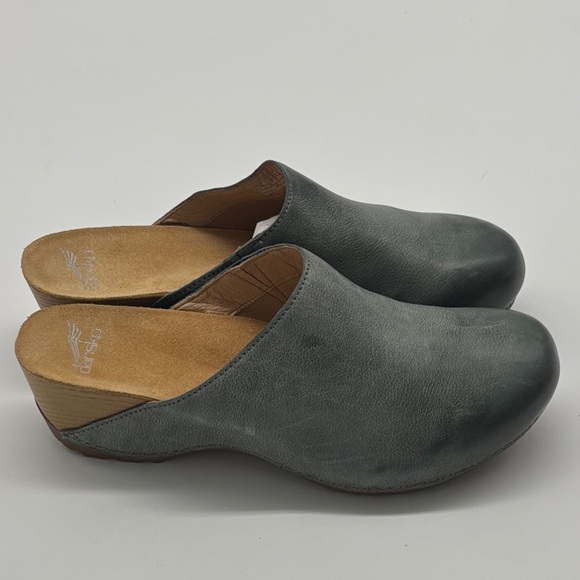 Dansko Talulah Milled Burnished Leather Mule/Clog Distressed Grey - Picture 3 of 10